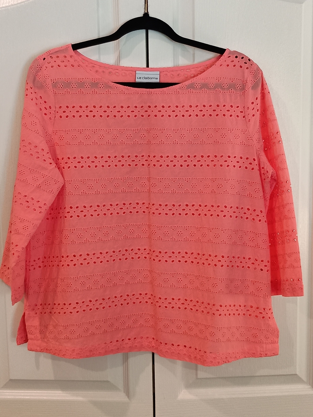 Liz Claiborne Coral Eyelet Knit Top